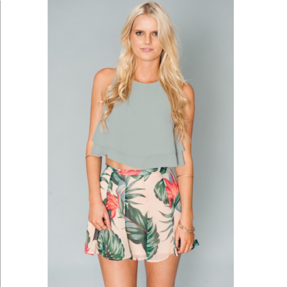 Show Me Your MuMu Kauai Kisses Mini Tropical Palm Leaf Tree Print Skater Skirt - Picture 3 of 10